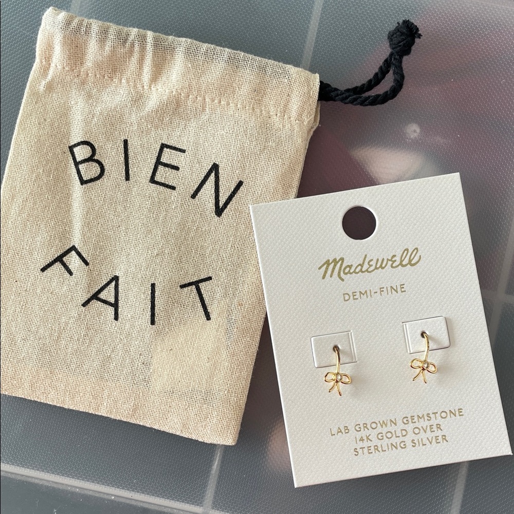 Madewell Demi-fine bow earrings with Lab Grown Gemstone
